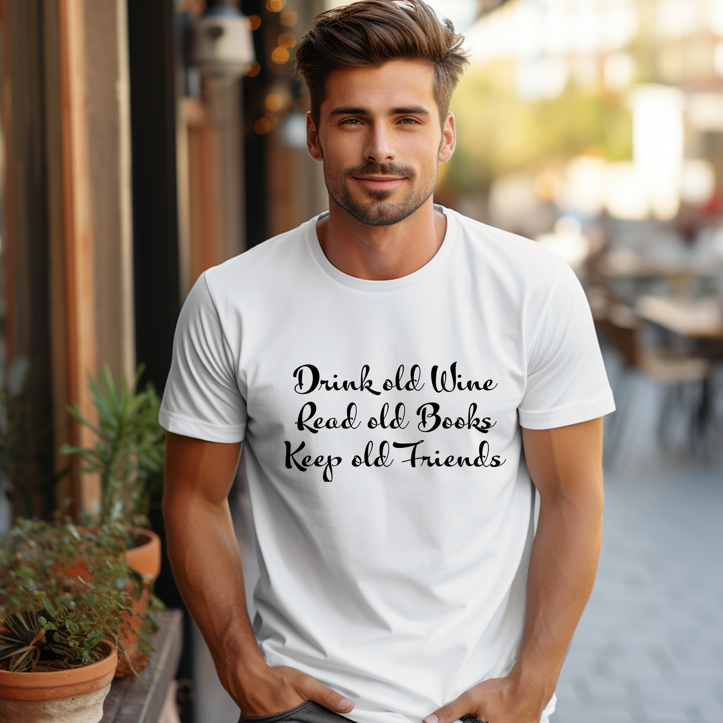 Drink Old Wine, Read Old Books, Keep Old Friends' T Shirt 