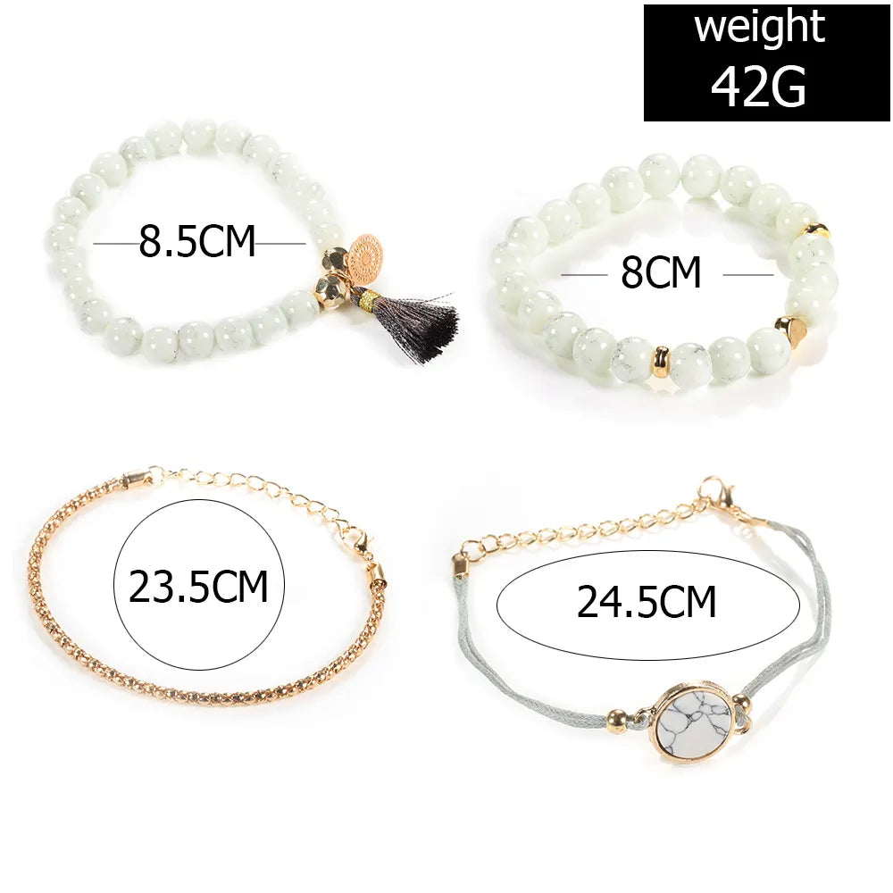 4pc Bohemian Stone beads chains bracelets Set Women