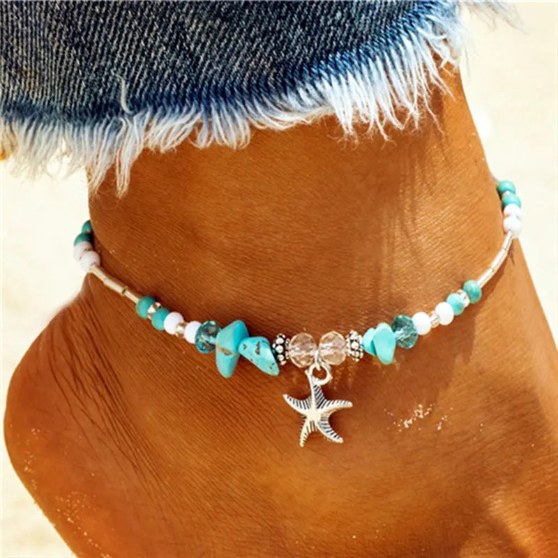 Handmade Shell Beads Starfish Anklets 