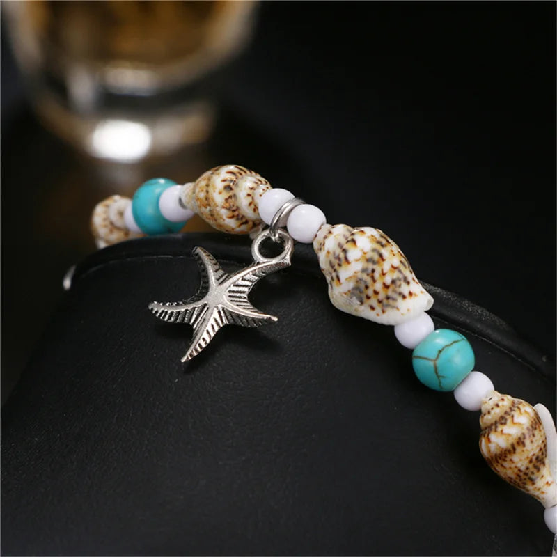 Handmade Shell Beads Starfish Anklets 