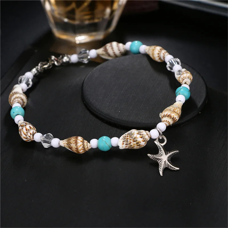 Handmade Shell Beads Starfish Anklets 