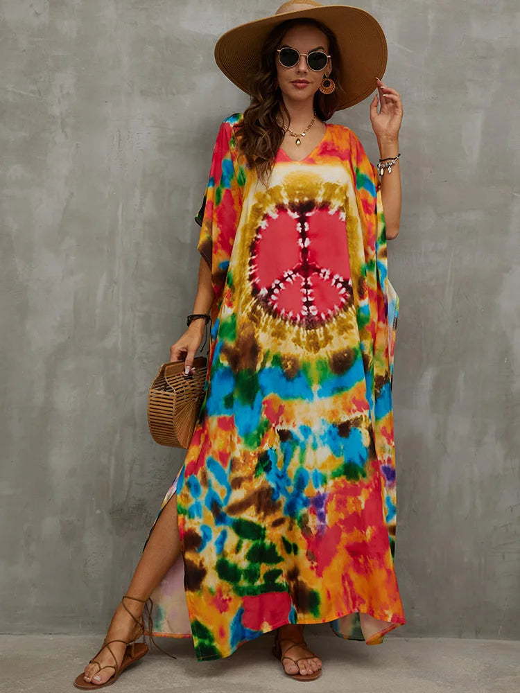 Bohemian Plus Size Kaftan Maxi Dress