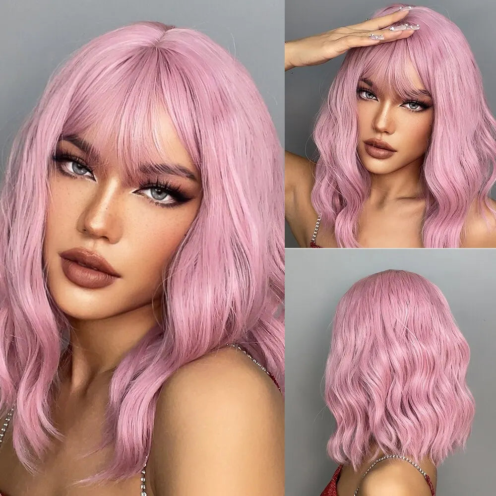 Pink  Bob Wig for Women