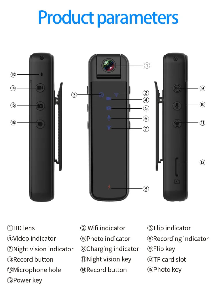 Mini WiFi Camera 1080P Night Vision Portable Recorder 