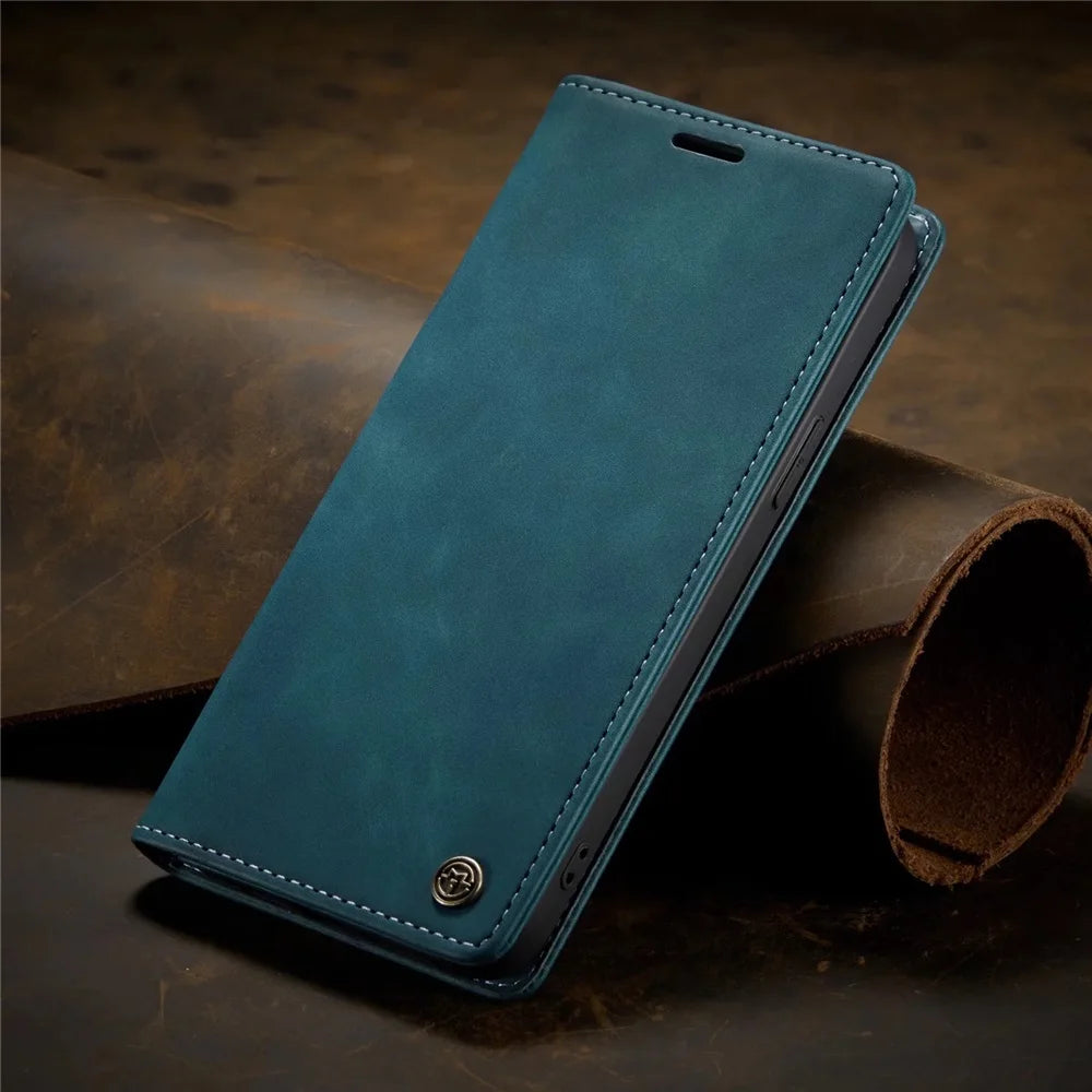 Matte Leather Flip Cover for iPhone