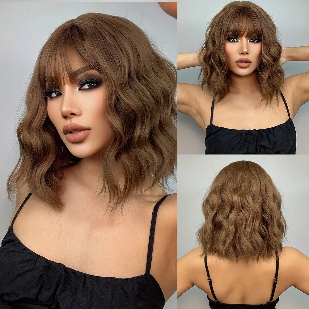 Grey Wavy Bob Wig for Women