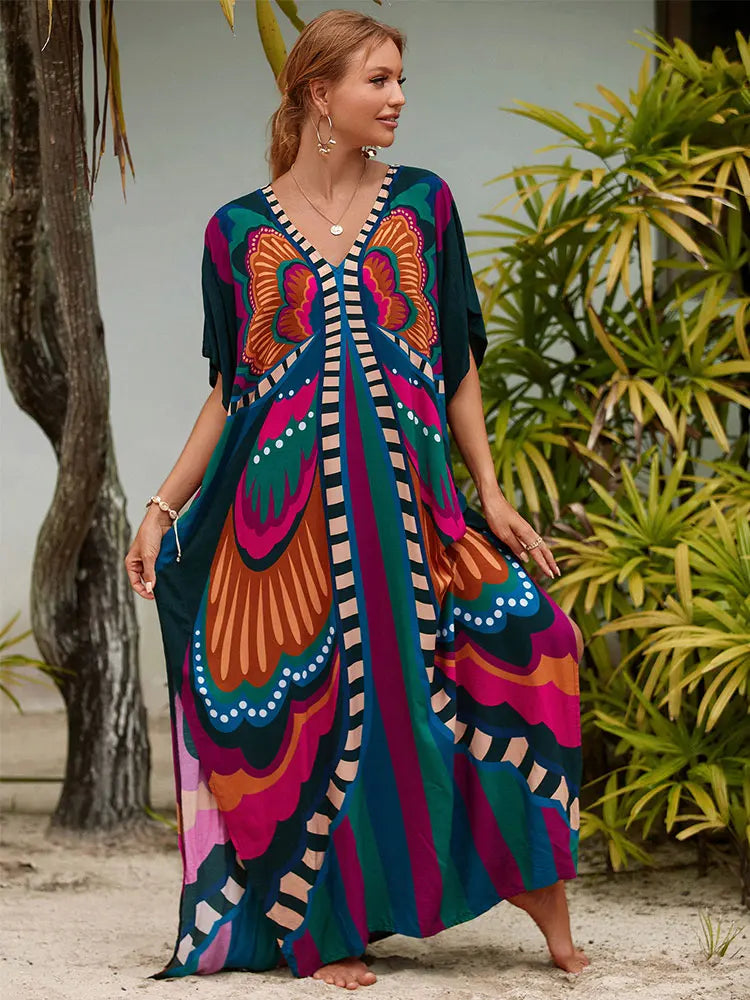 Bohemian Plus Size Kaftan Maxi Dress