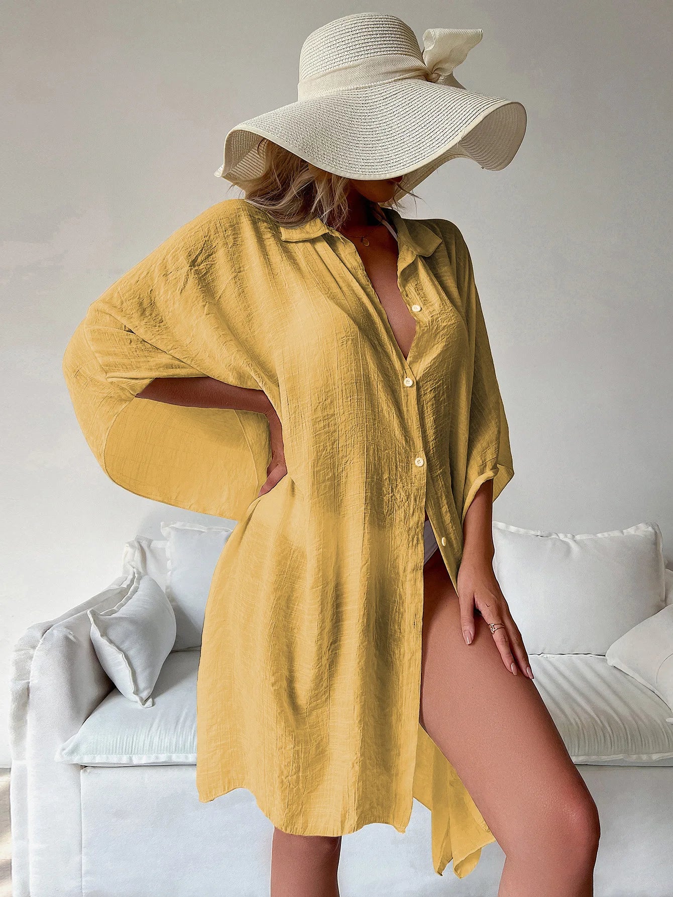 Women's Beachwear: Stylish Swimsuit Cover-Up Shirt"