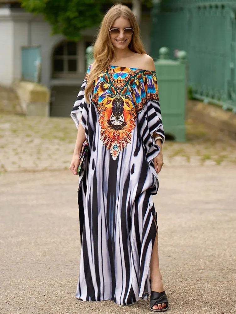 Bohemian Plus Size Kaftan Maxi Dress