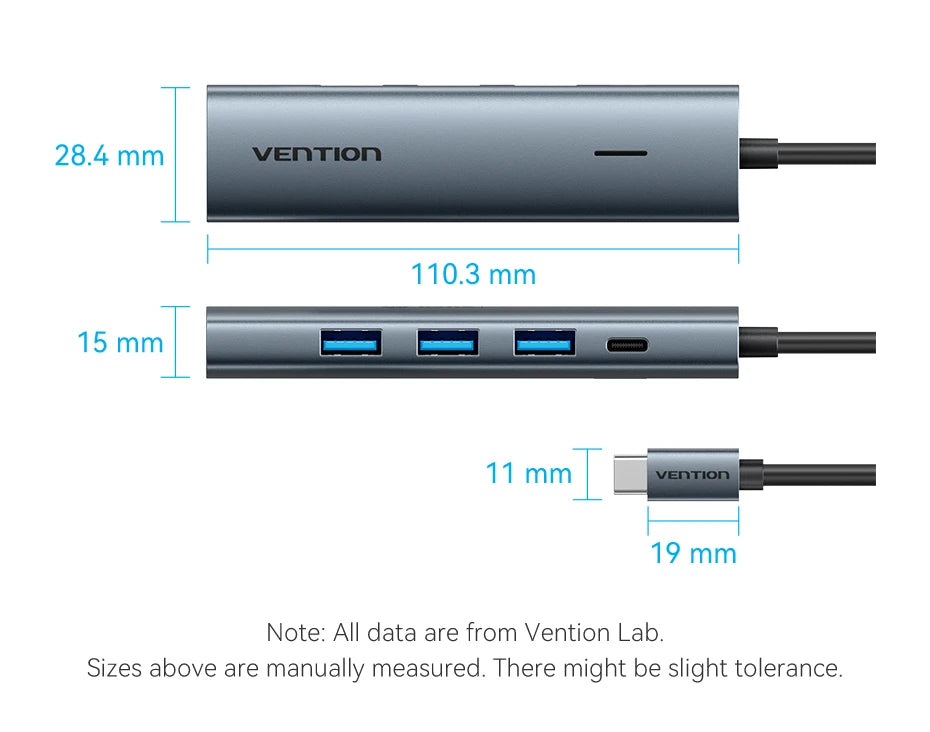 Vention USB C Hub 4-Port Adapter – High-Speed USB 3.0 for MacBook & More