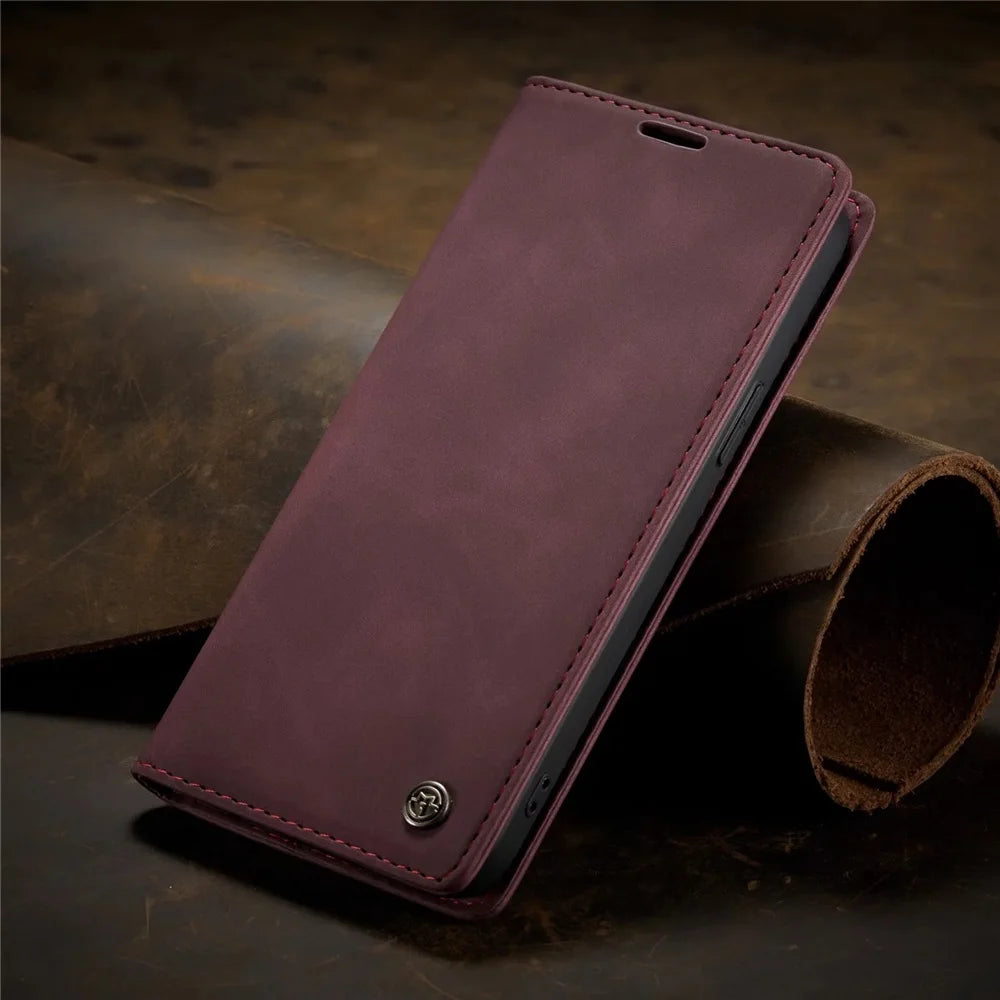 Matte Leather Flip Cover for iPhone