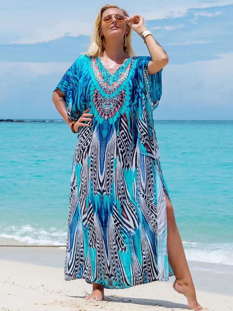 Bohemian Plus Size Kaftan Maxi Dress