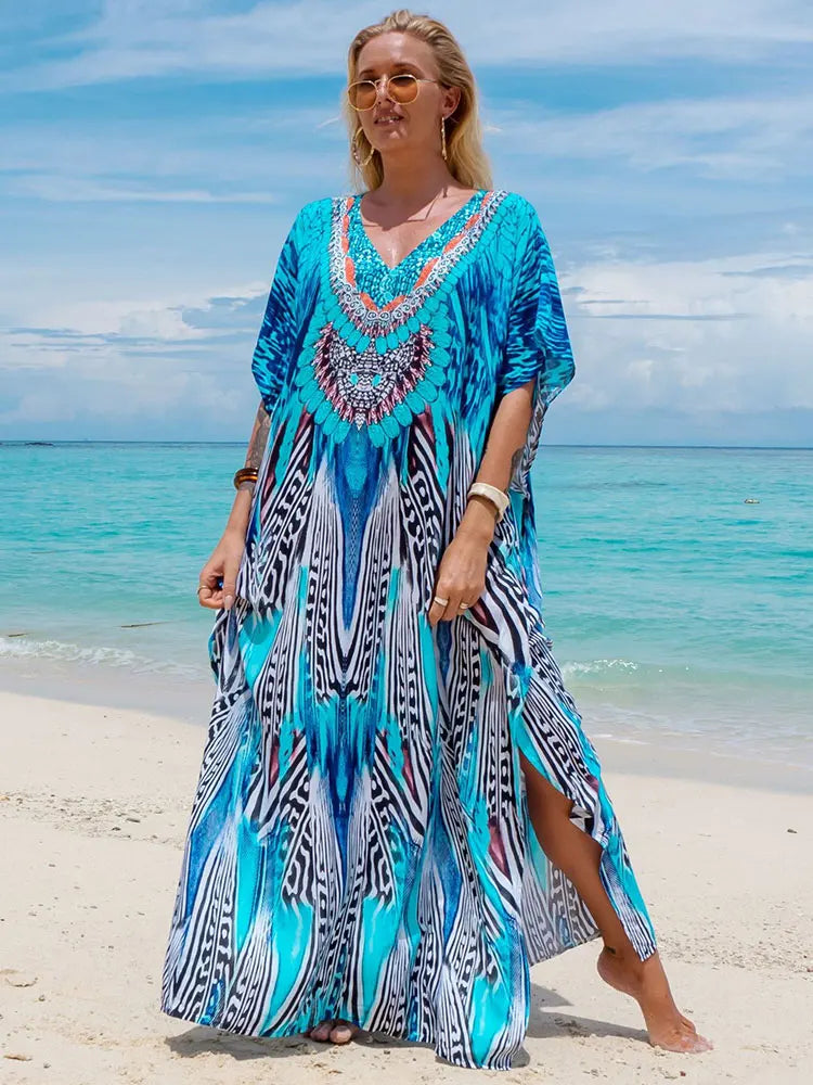 Bohemian Plus Size Kaftan Maxi Dress