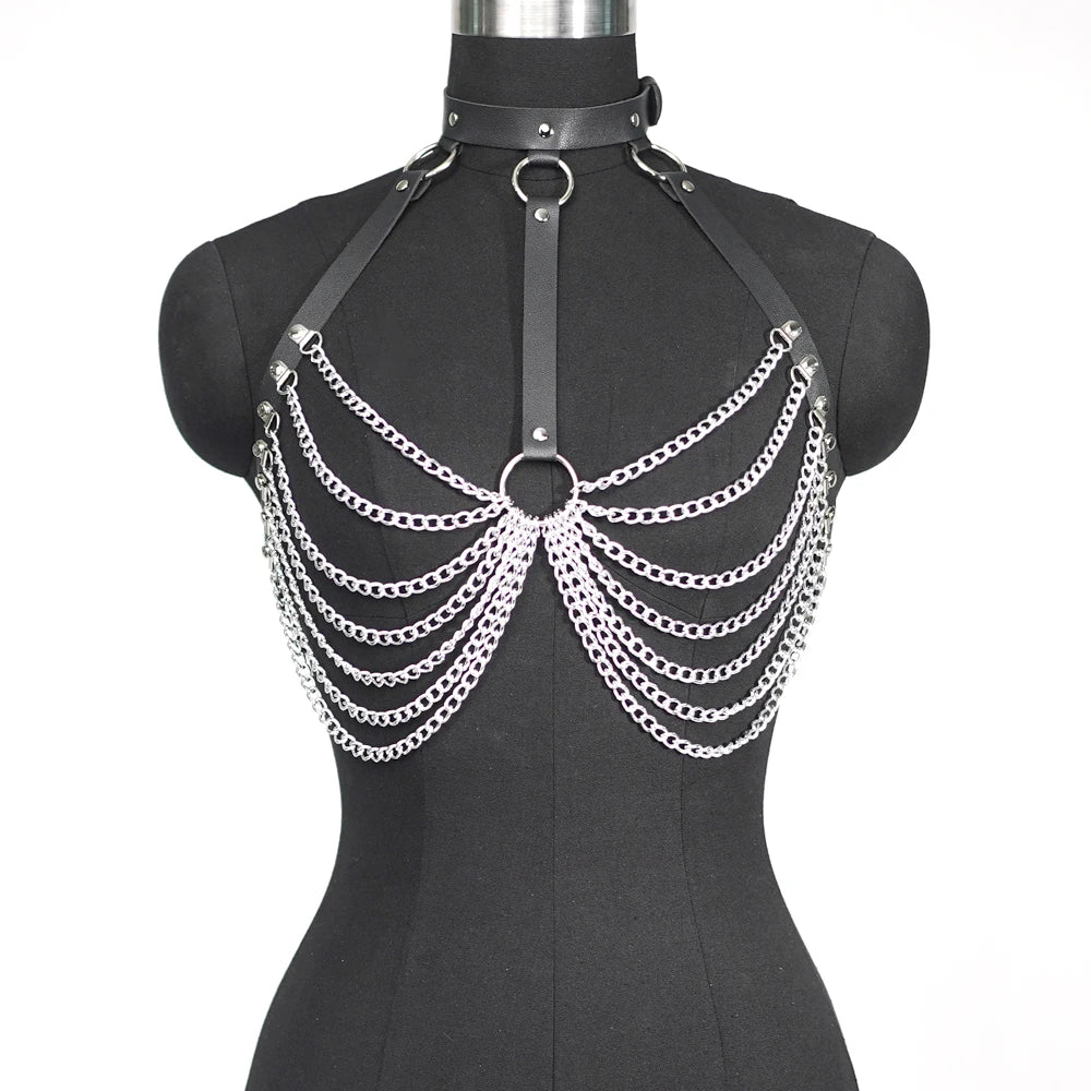 Women's Sexy Chain Harness Belt Bra 