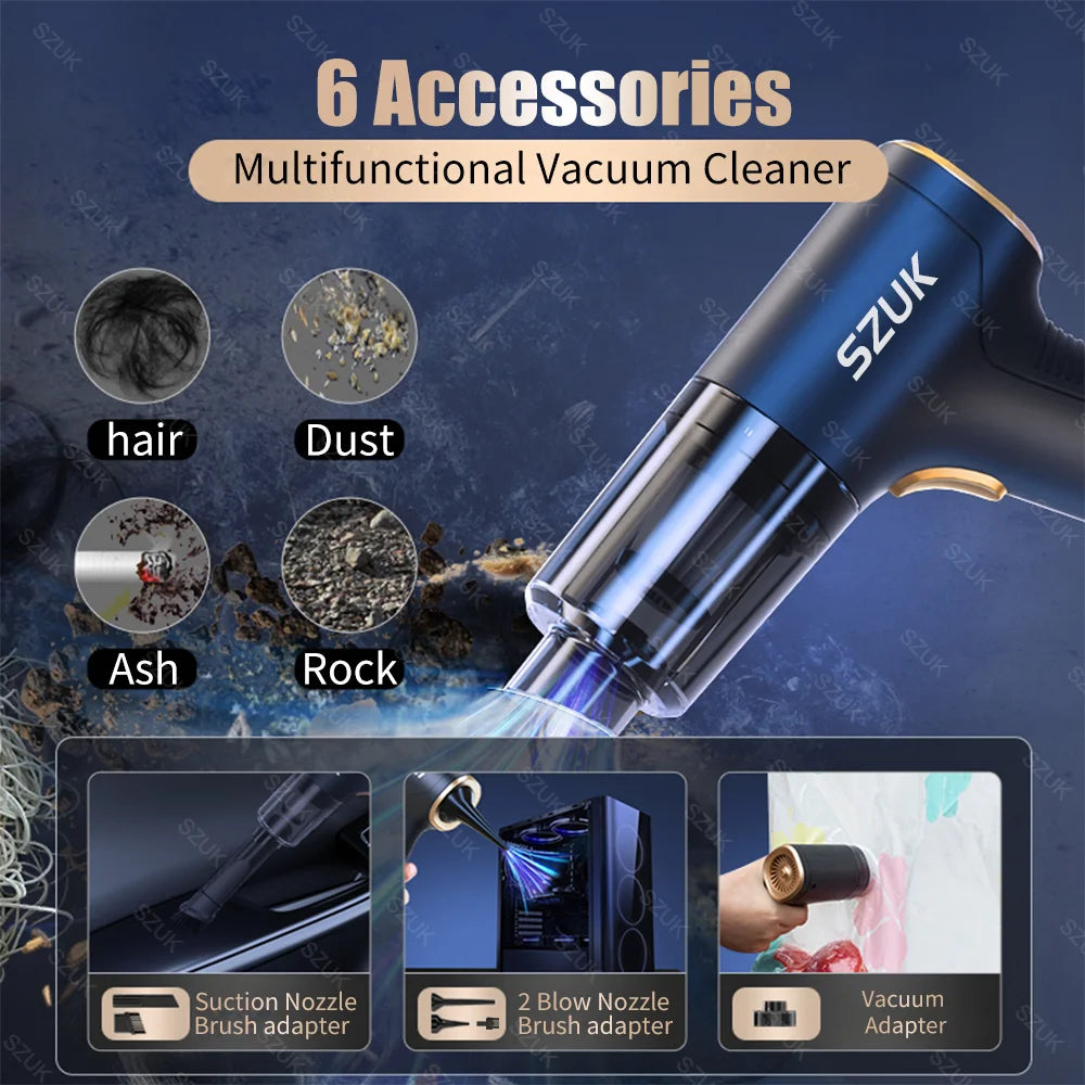 Mini Car Vacuum Cleaner - Portable Wireless Handheld Cleaner