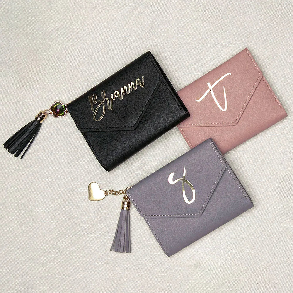 Personalized Women Leather Wallet Card Bag Bridesmaid Party 