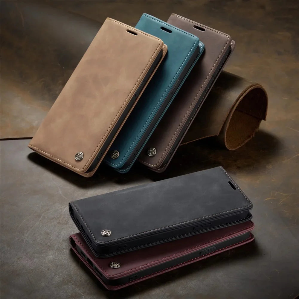 Matte Leather Flip Cover for iPhone