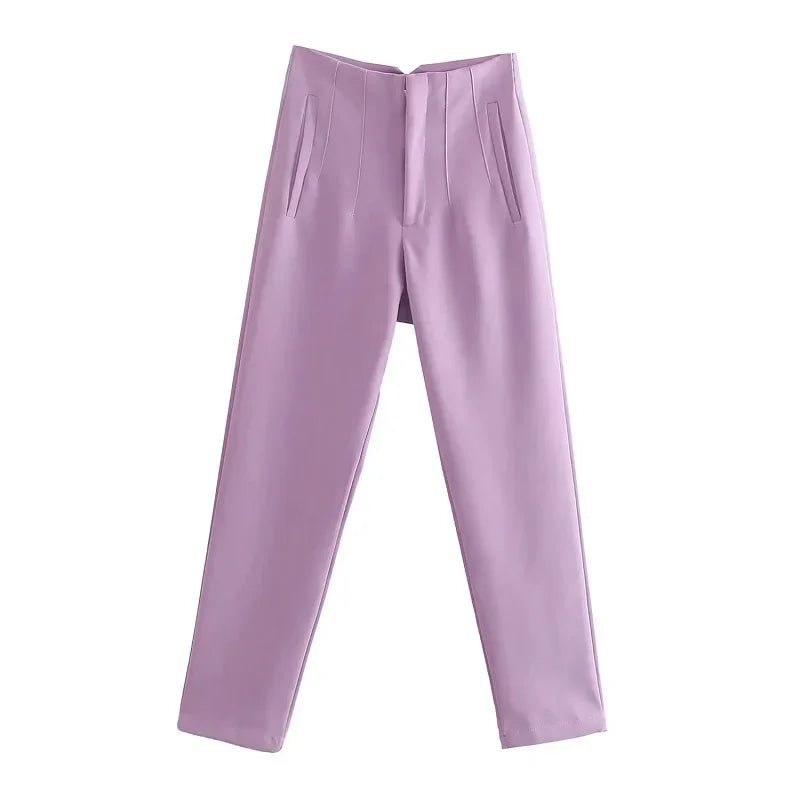 High Waist Formal Office Pants for Women - Slim Fit Pencil Trousers