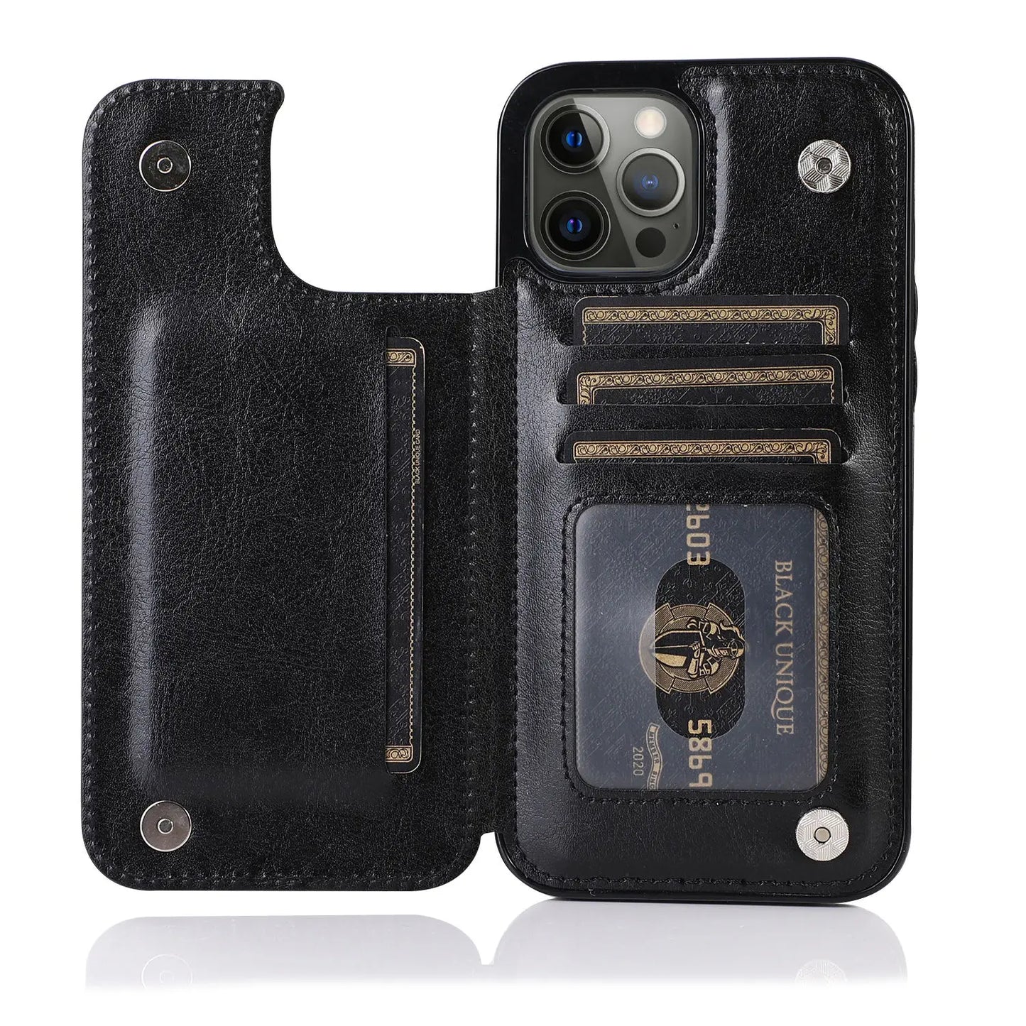 Luxury PU Leather Wallet Case For iPhone