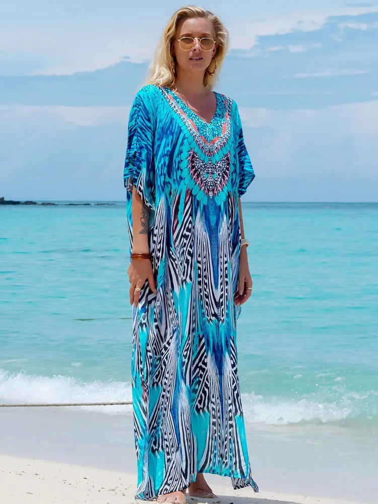 Bohemian Plus Size Kaftan Maxi Dress