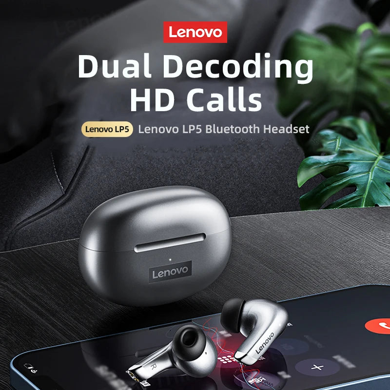 Lenovo LP5 Wireless Bluetooth Earbuds - HiFi Sound, Waterproof Sports Headphones with Mic