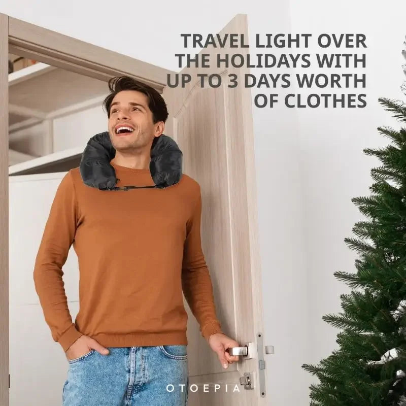 Portable, Refillable Stuffable Neck Pillow for Travel