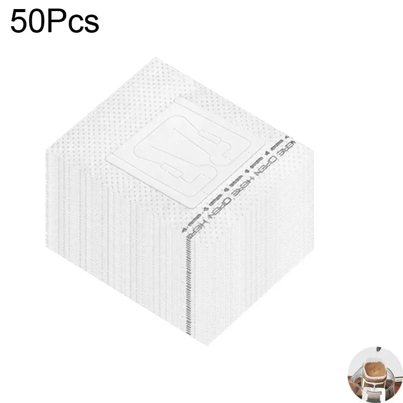 50 pcs Convenient Disposable Drip Coffee Filter Bags 