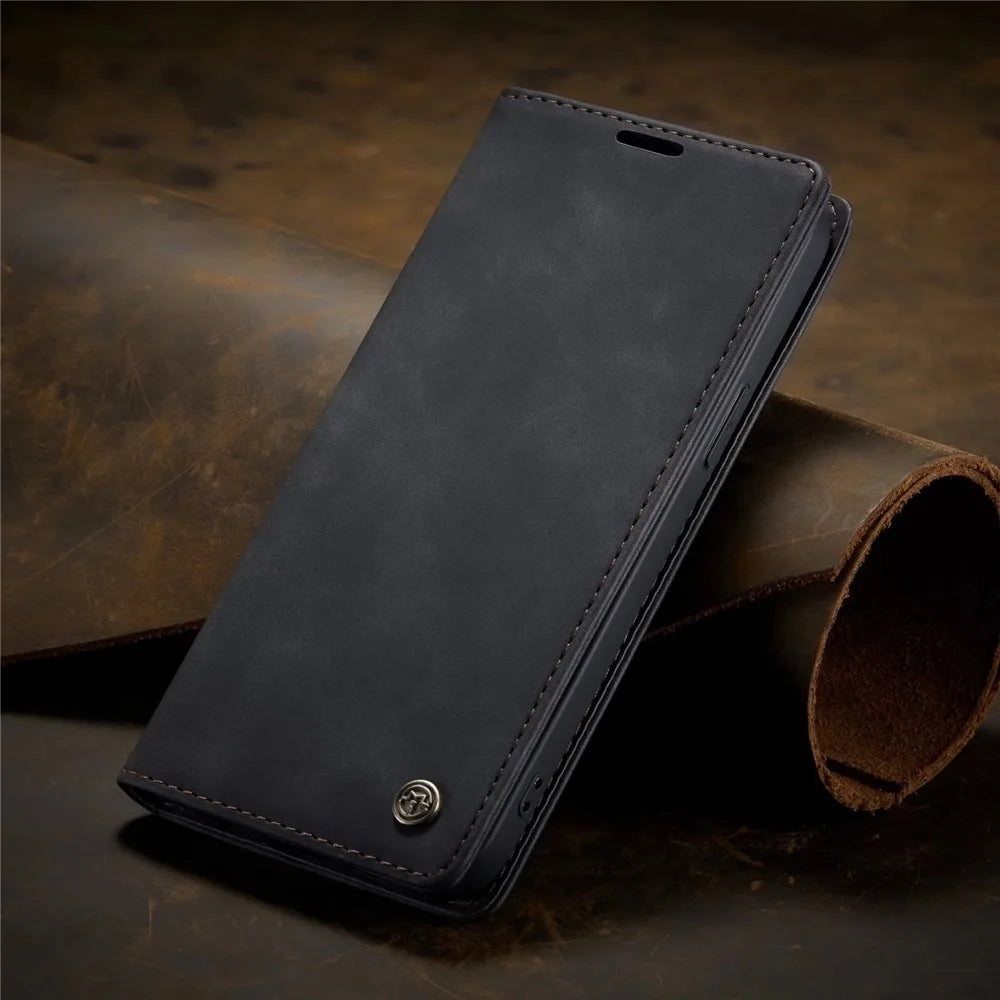 Matte Leather Flip Cover for iPhone