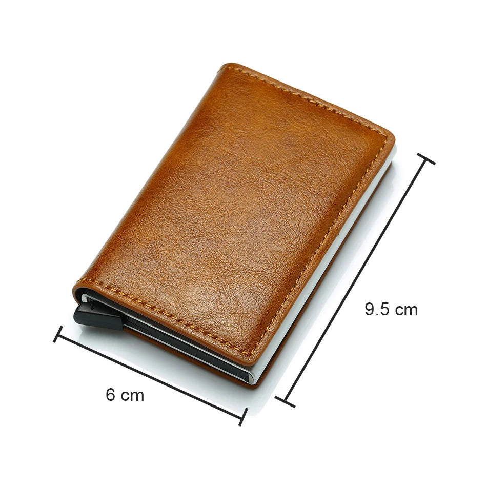 brown Sleek and Secure: Carbon Fiber Slim Aluminium Wallet – YRFID-Blocking Men's Wallet Credit Card Holder!