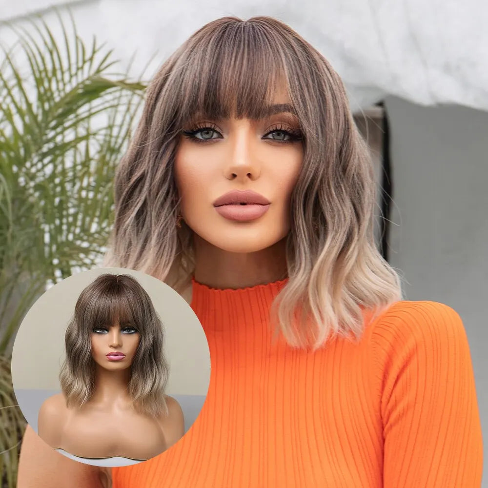 Grey Wavy Bob Wig for Women