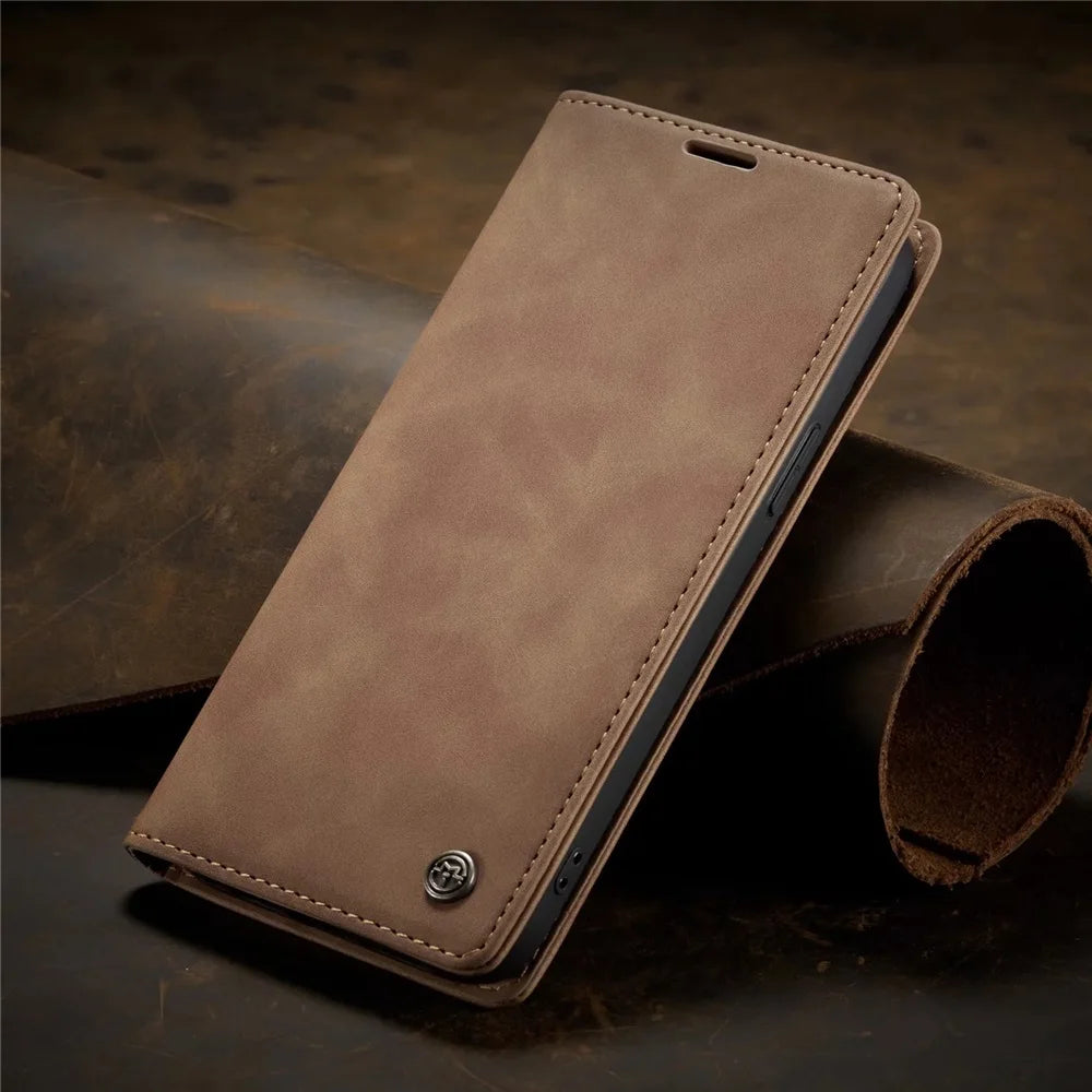 Matte Leather Flip Cover for iPhone