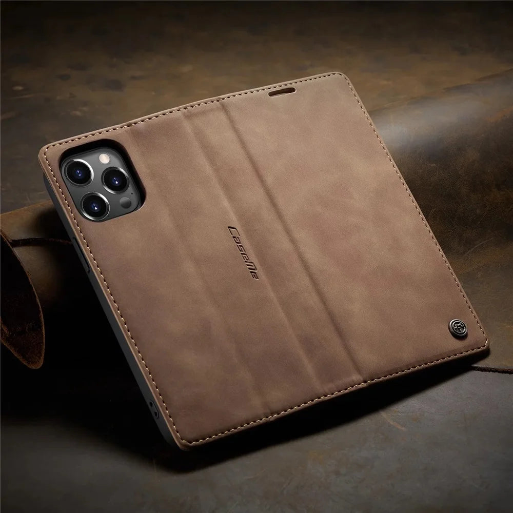 Matte Leather Flip Cover for iPhone