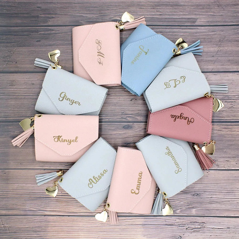 Personalized Women Leather Wallet Card Bag Bridesmaid Party 