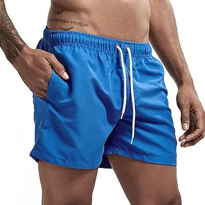 Quick-Dry Men's Swim Trunks with Drawstring Waist and Pockets