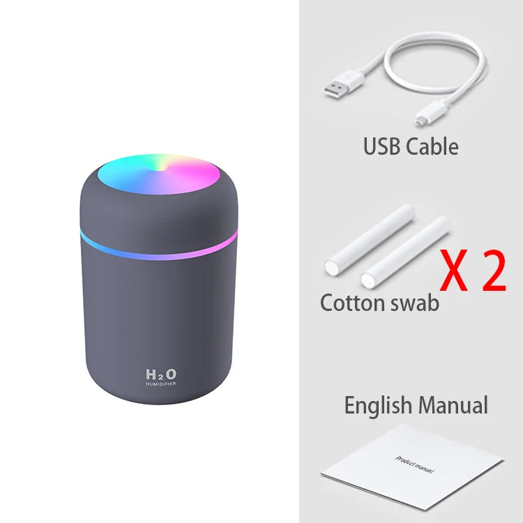 300ml H2O Air Humidifier Portable Mini USB Aroma Diffuser 