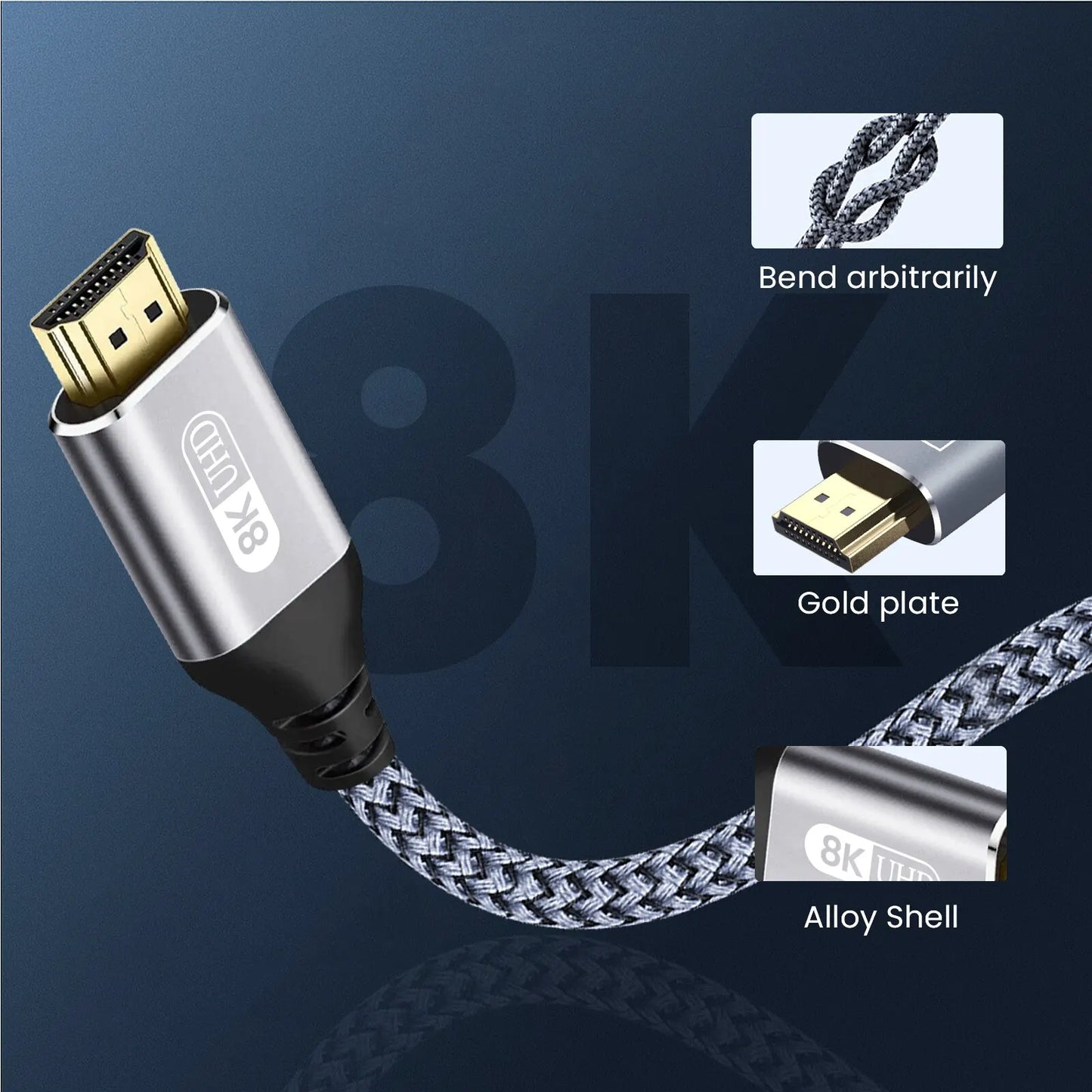 HDMI 2.1 Cable HDMI Cord 8K 60Hz 4K 120Hz 48Gbps 