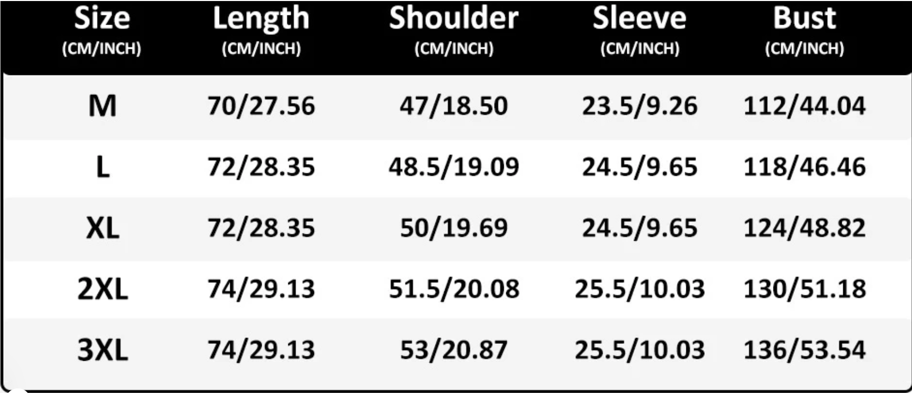 size chart