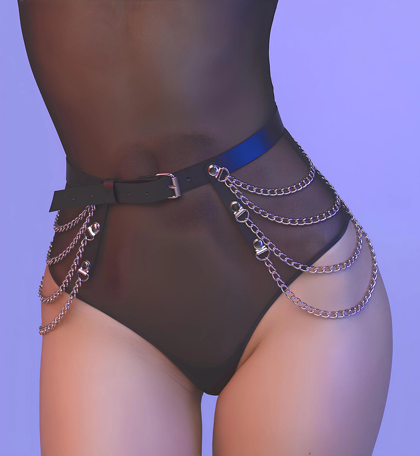 Women's Sexy Garter Belt Leather Chain Harness Fetish and Festival 