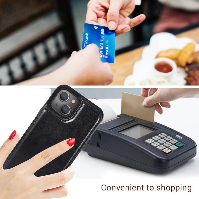 Luxury PU Leather Wallet Case For iPhone