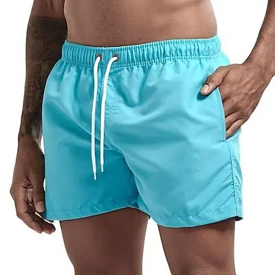 Quick-Dry Men's Swim Trunks with Drawstring Waist and Pockets