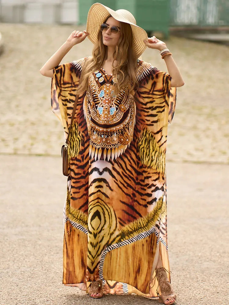 Bohemian Plus Size Kaftan Maxi Dress