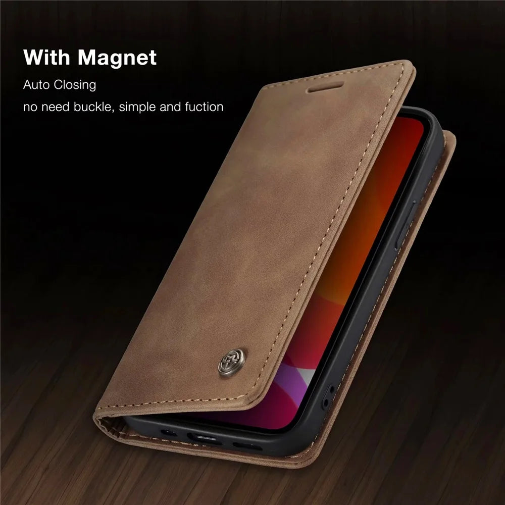 Matte Leather Flip Cover for iPhone