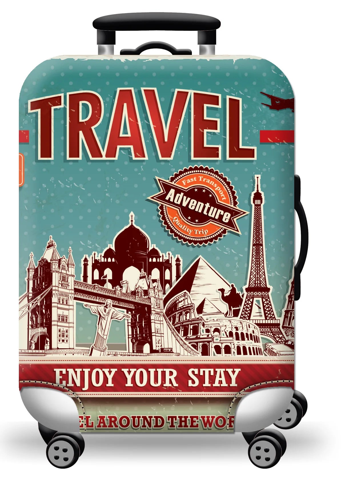 Durable World Map Luggage Cover