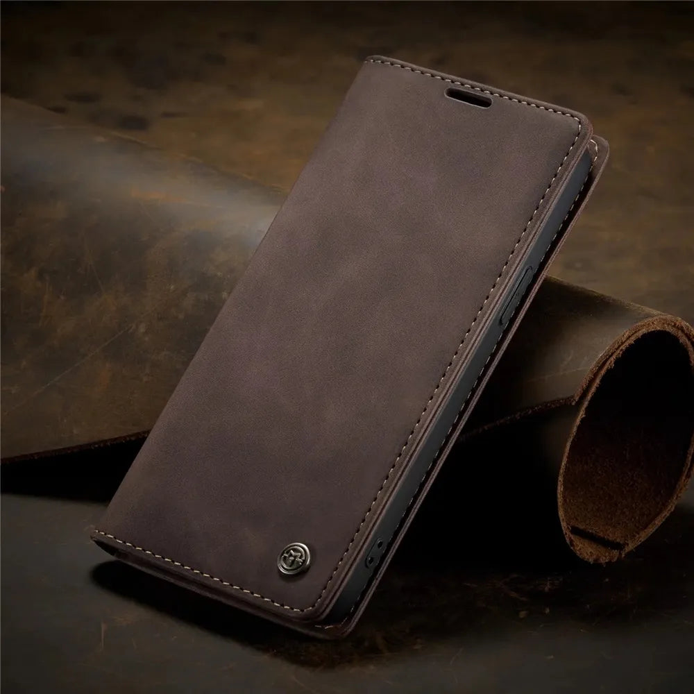 Matte Leather Flip Cover for iPhone