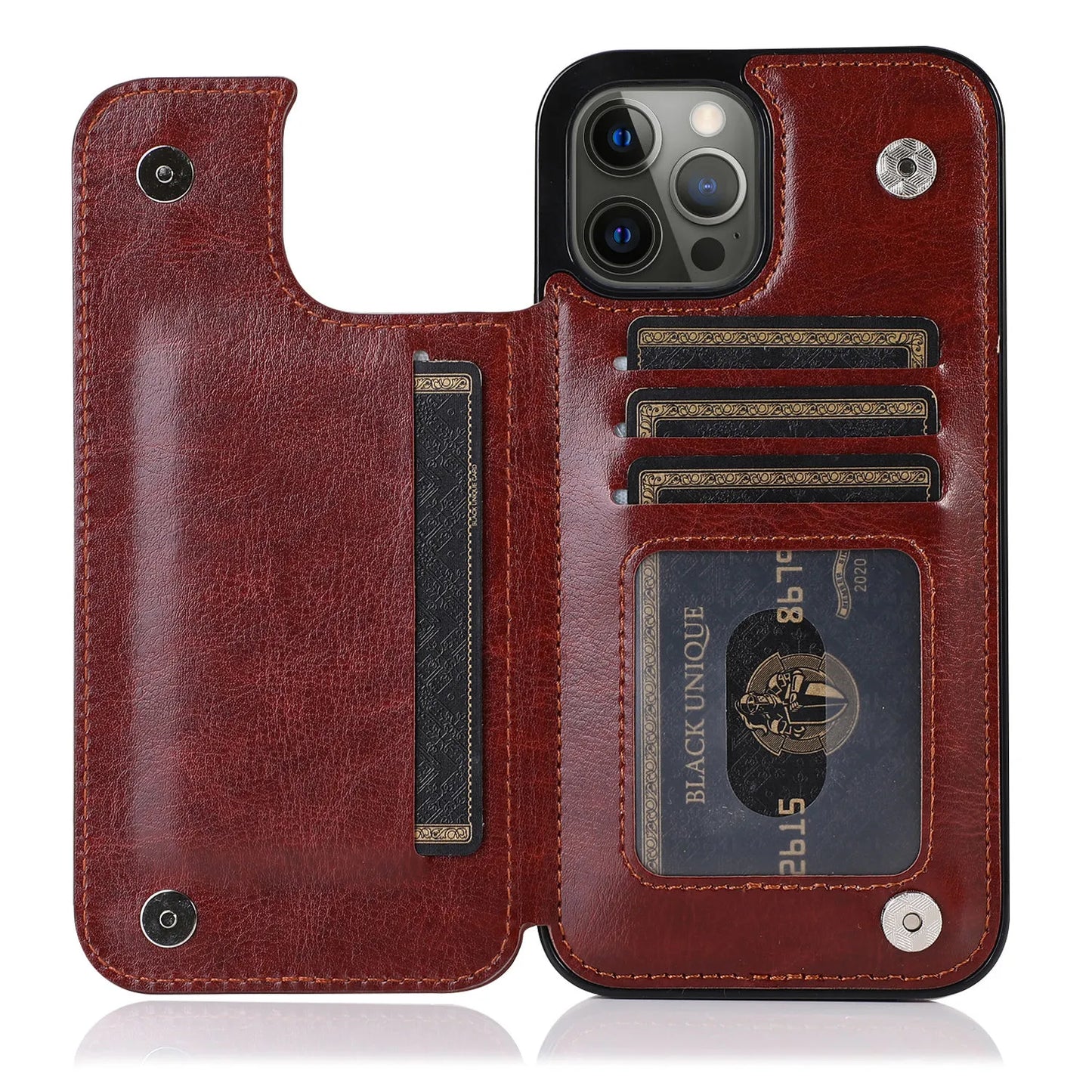 Luxury PU Leather Wallet Case For iPhone