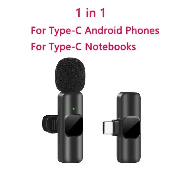 Wireless Lavalier Microphone - Portable, High-Quality Audio for iPhone & Android Recording