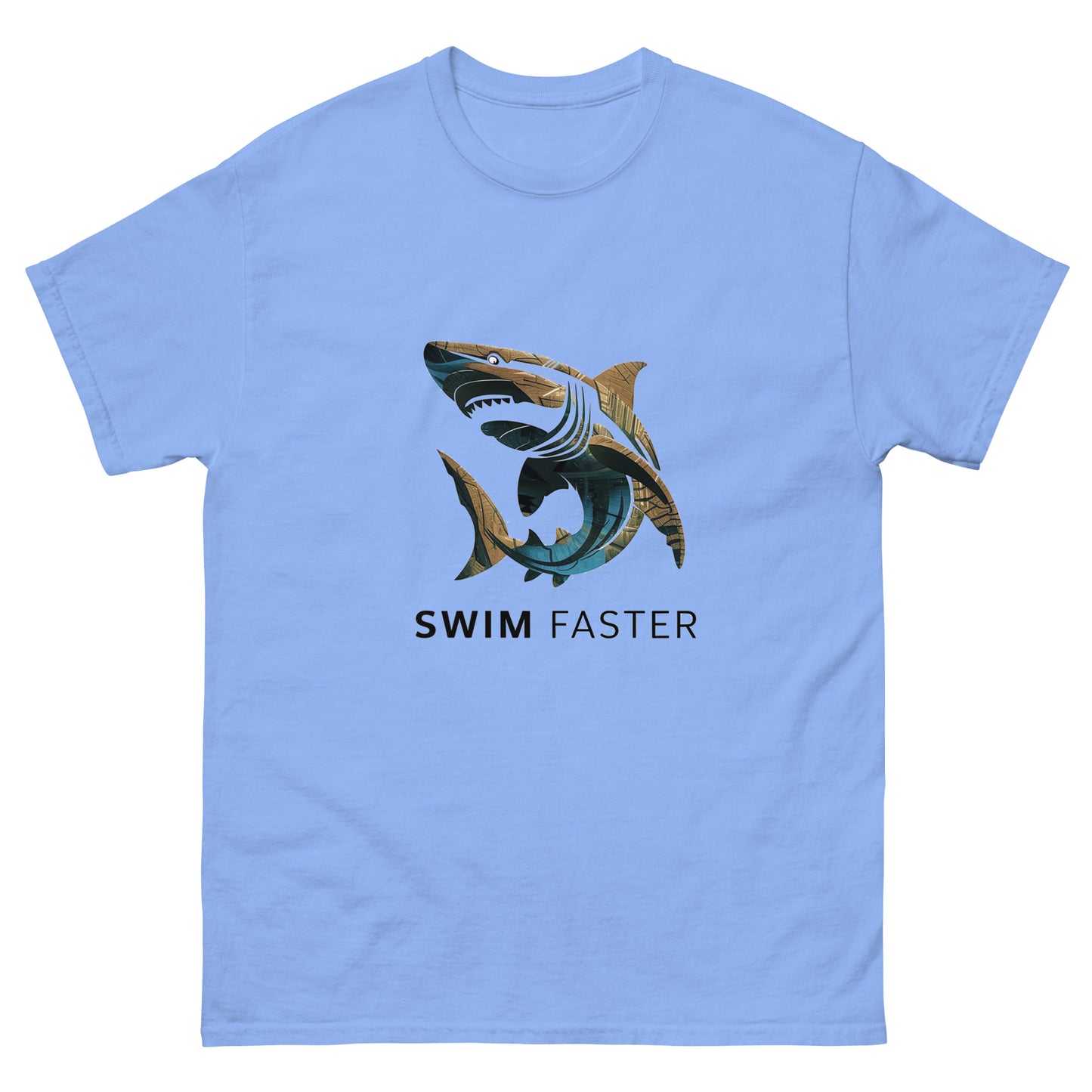 Shark logo design " Swim Faster " Men's classic tee