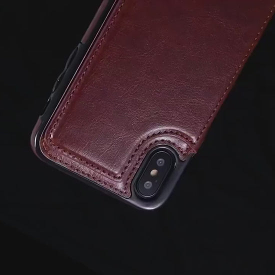 Leather Wallet Case For iPhone with Kickstand