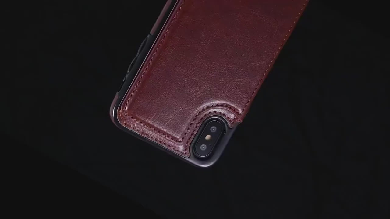 Leather Wallet Case For iPhone with Kickstand