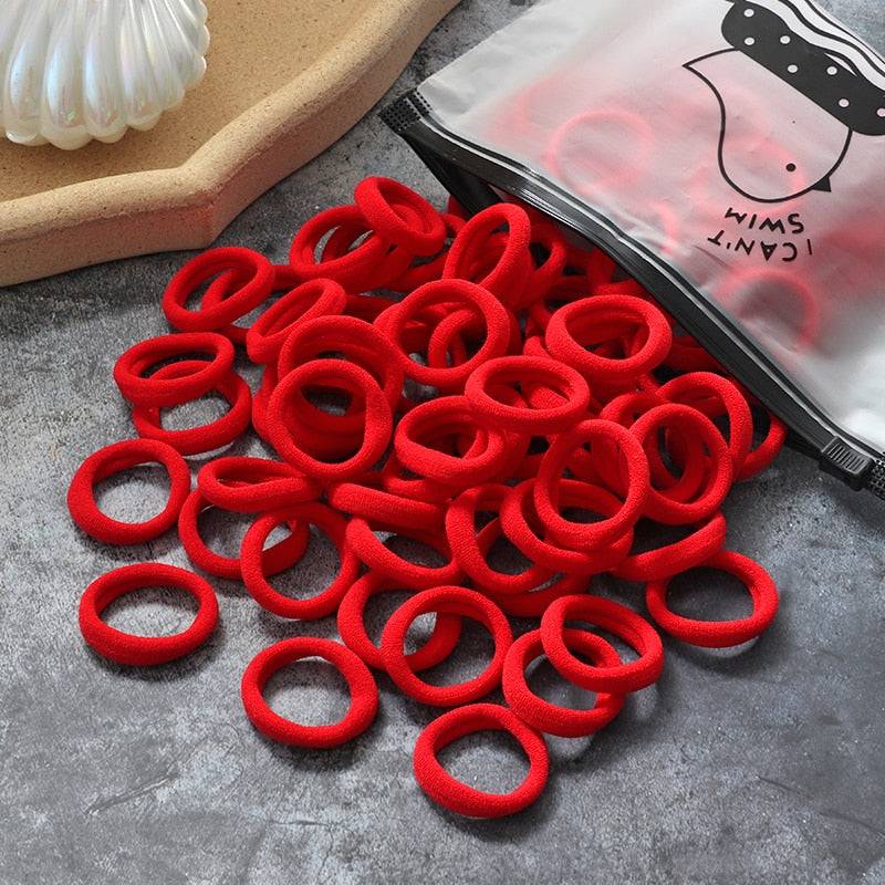 Red elastic hair ties